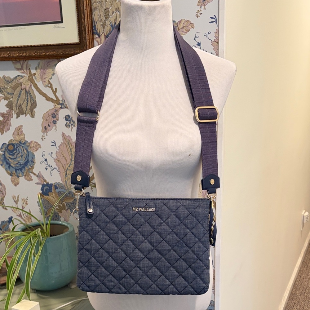 MZ Wallace Crossbody Pippa in  Indigo Quilted Denim